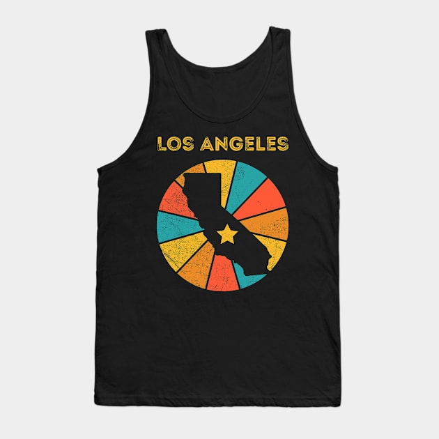 Los Angeles California Vintage Distressed Souvenir Tank Top by NickDezArts